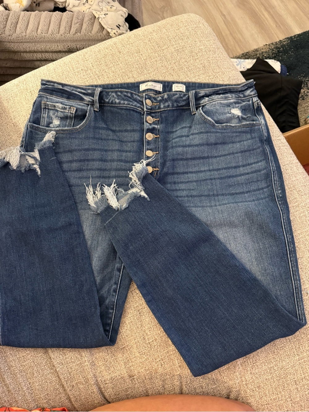 KanCan Dark Blue Distressed High-Rise Skinny Jeans